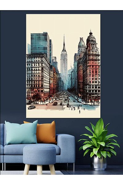 Tablomega Pânză Decorativă Cityscape - Lemn MDF
