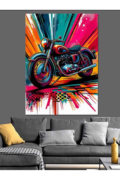Tablomega Pânză Decorativă Motocicletă Sport Colorată - Lemn MDF