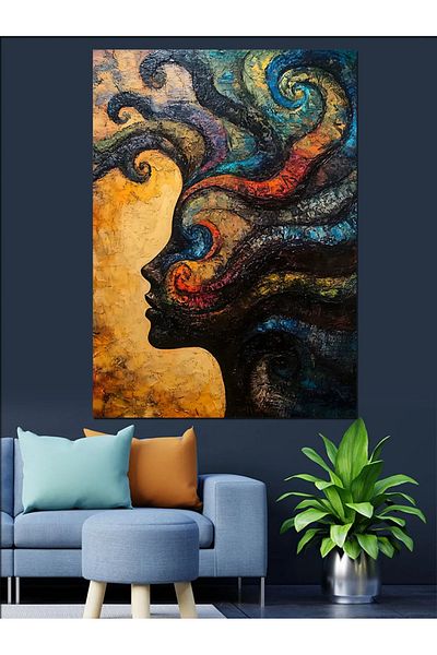 Tablomega Colorful Abstract Woman Face Decorative Canvas - Mdf Wooden Painting