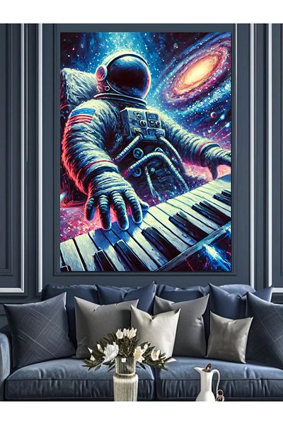 Tablomega Pânză Decorativă Neon Pianist - Lemn MDF
