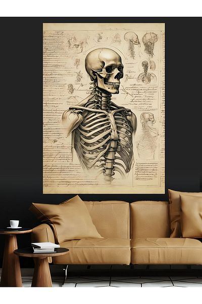 Tablomega Skeleton Drawing Decorative Canvas - Mdf Wooden Painting