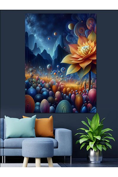 Tablomega Colorful Flower Field Decorative Canvas - Mdf Wooden Painting