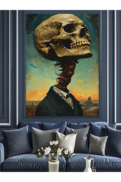 Tablomega Dried Skull Decorative Canvas - Mdf Wooden Painting