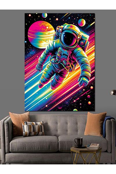 Tablomega Pânză Decorativă Neon Astronaut - Lemn MDF