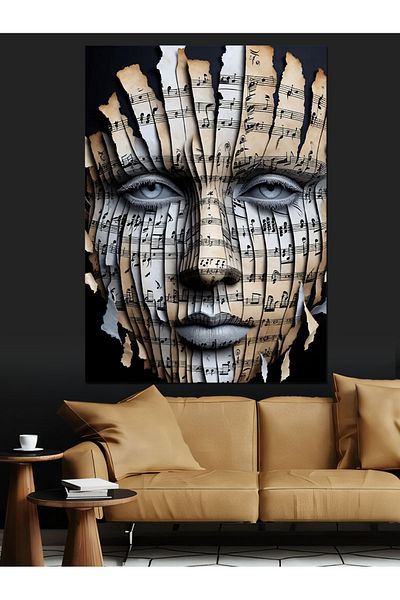 Tablomega Music Face Decorative Canvas - Mdf Wooden Painting