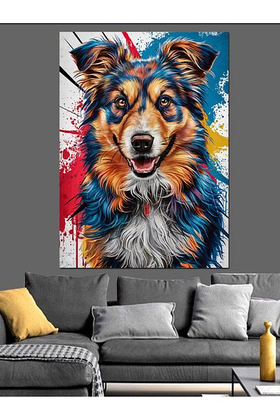 Tablomega Pânză decorativă Wolf colorată - Lemn MDF