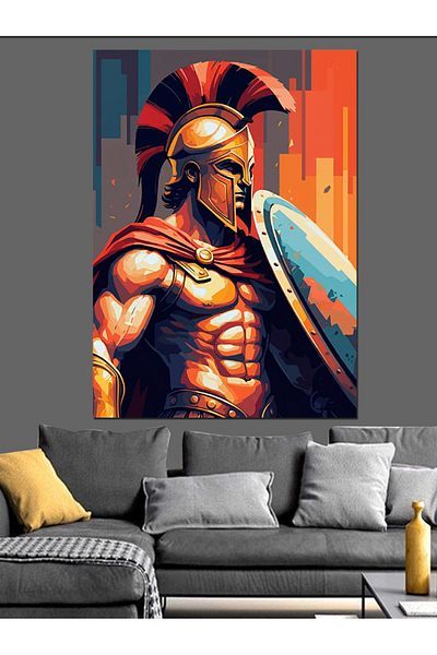 Tablomega Armored Spartan Decorative Canvas - Mdf Wooden Painting