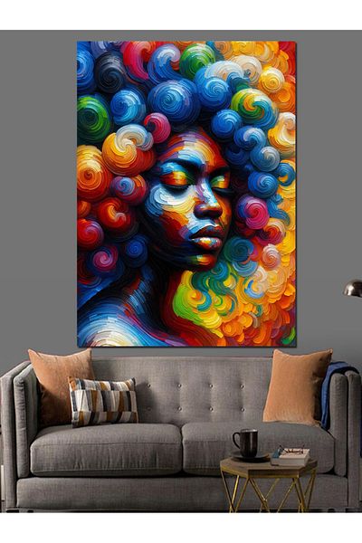 Tablomega Colorful Hair Decorative Canvas - Mdf Wooden Painting