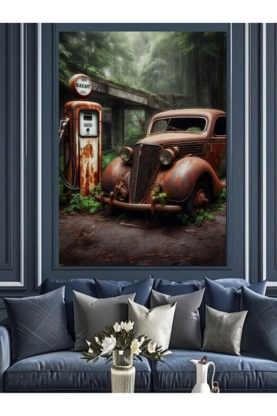 Tablomega Pânză Decorativă Old Car In The Forest - Lemn MDF