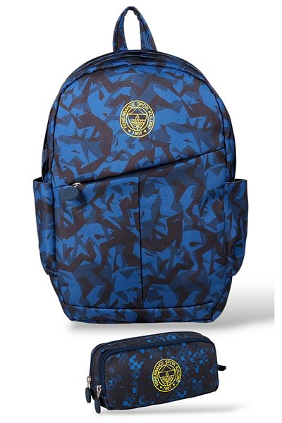 Fenerbahçe Comfort Pattern Backpack and Double Compartment Pencil Bag Set