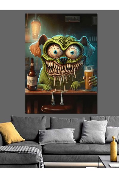 Tablomega Scary Drink Character Decorative Canvas - Mdf Wooden Painting