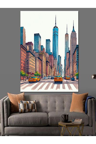 Tablomega Manhattan Cityscape Decorative Canvas - Mdf Wooden Painting