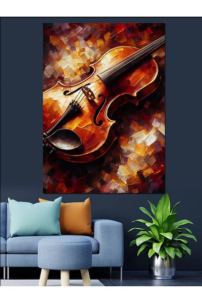 Tablomega Pânză decorativă vioară colorată - Lemn MDF