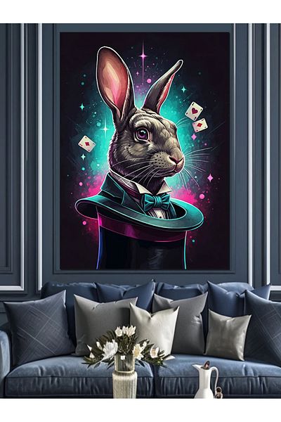Tablomega Magic Rabbit Decorative Canvas - Mdf Wooden Painting