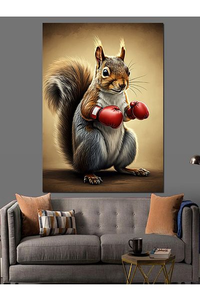 Tablomega Boxer Squirrel Decorative Canvas - Mdf Wooden Painting