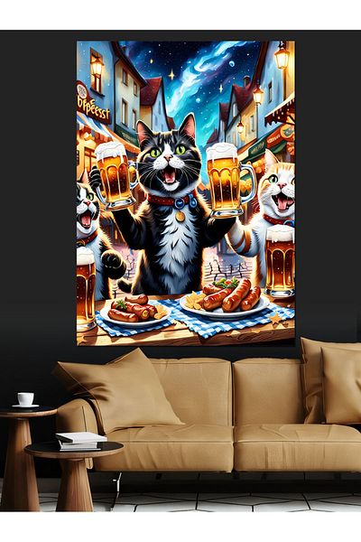 Tablomega Hotdog Cat Decorative Canvas - Mdf Wooden Painting