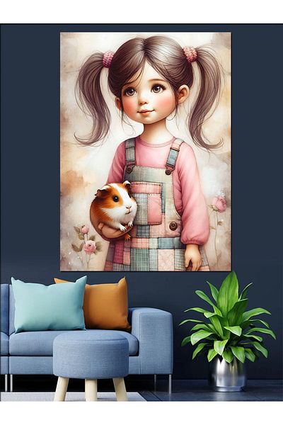 Tablomega Baby Girl Decorative Canvas - Mdf Wooden Painting