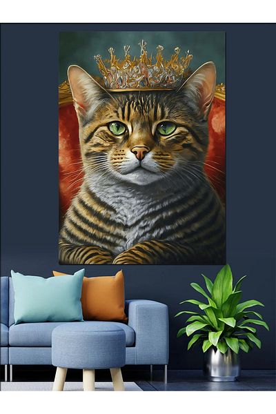 Tablomega Pânză decorativă King Crowned Cat - Lemn MDF