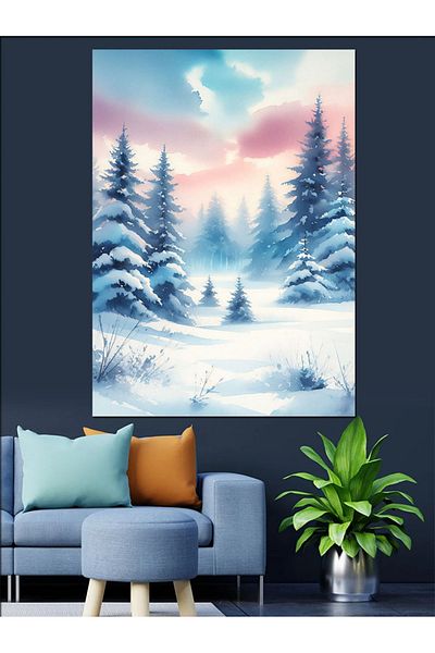 Tablomega Pânză decorativă Forestă Zăpadă - Lemn MDF