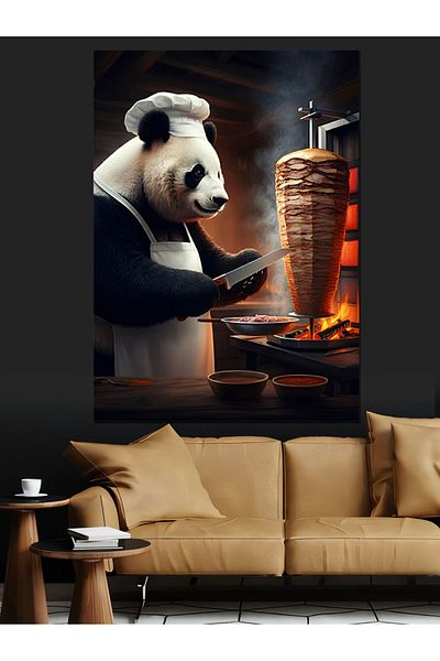 Tablomega Pânză decorativă Rotary și Panda - Lemn MDF