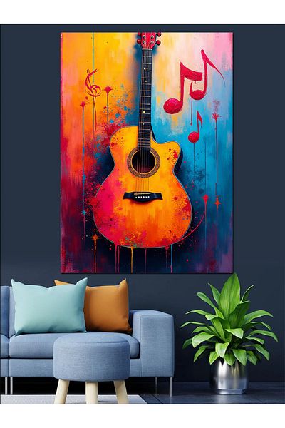 Tablomega Colorful Guitar Decorative Canvas - Mdf Wooden Painting