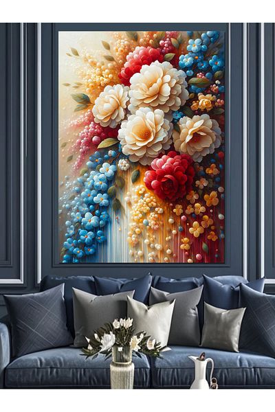 Tablomega Colorful Flower Bouquet Decorative Canvas - Mdf Wooden Painting
