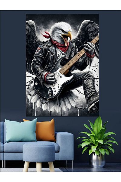 Tablomega Rocker Eagle Decorative Canvas - Mdf Wooden Table