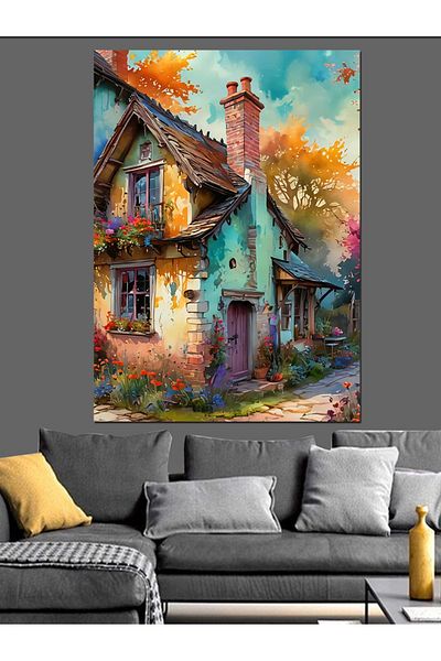 Tablomega Fairytale Home Landscape Decorative Canvas - Mdf Wood Table