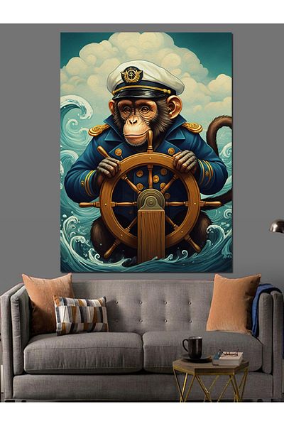 Tablomega Captain Monkey Decorative Canvas - Mdf Wooden Table
