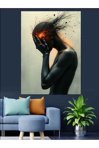 Tablomega Black Figured Woman Decorative Canvas - Mdf Wooden Painting