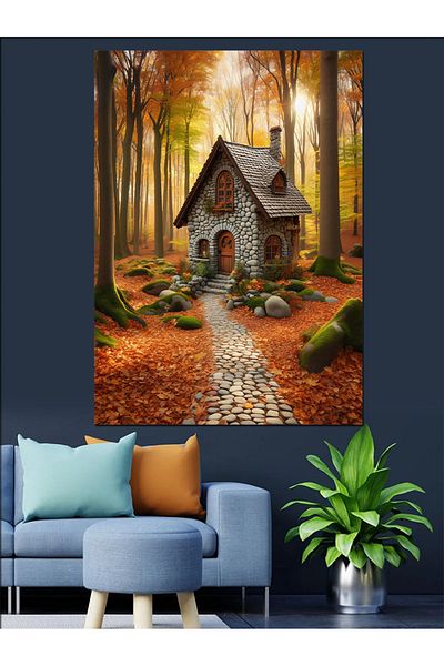 Tablomega Casa în junglă Pânză decorativă - Lemn MDF