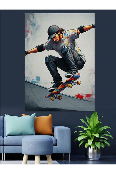 Tablomega Pânză decorativă pentru tineret skateboarder - MDF Lemn