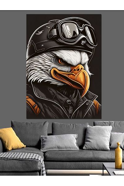 Tablomega Pilot Eagle Decorative Canvas - Mdf Wooden Painting
