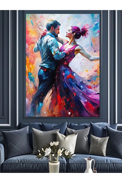 Tablomega Dancing Couple Decorative Canvas - Mdf Wooden Table
