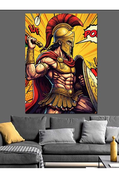 Tablomega Spartan Warrior Decorative Canvas - Mdf Wooden Painting