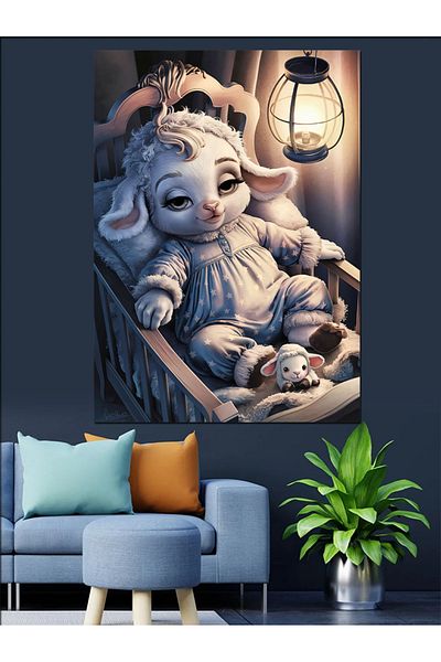 Tablomega Sleeping Lamb Decorative Canvas - Mdf Wooden Painting