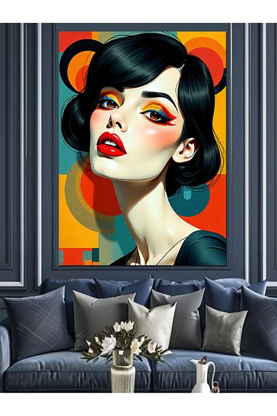 Tablomega Colorful Woman Portrait Decorative Canvas - Mdf Wooden Painting