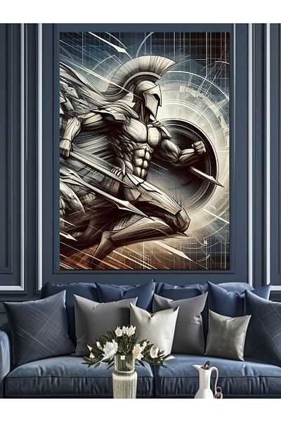Tablomega Shielded Spartan Decorative Canvas - Mdf Wooden Painting