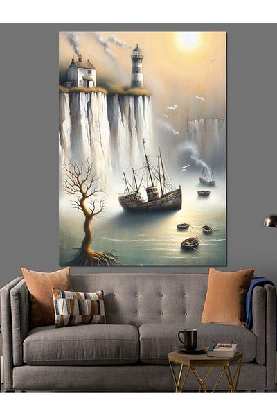 Tablomega Stormy Waterfall Decorative Canvas - Mdf Wooden Painting