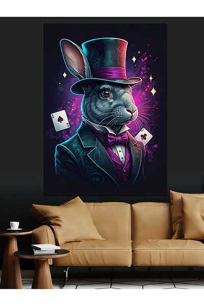 Tablomega Magician Rabbit Decorative Canvas - Mdf Wooden Painting