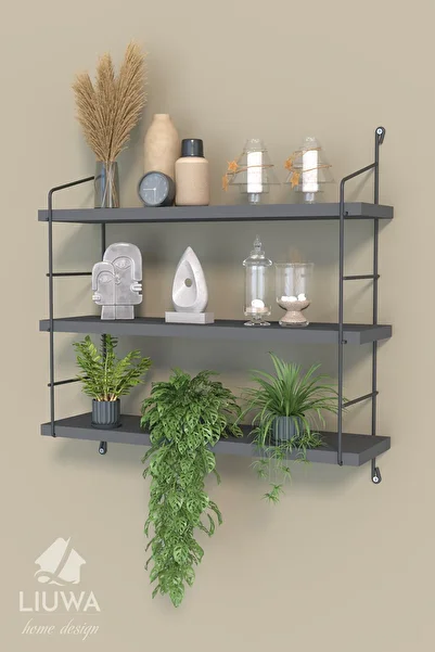 LIUWA Luxury Large Size 3 Tier Wall Shelf(Grey)