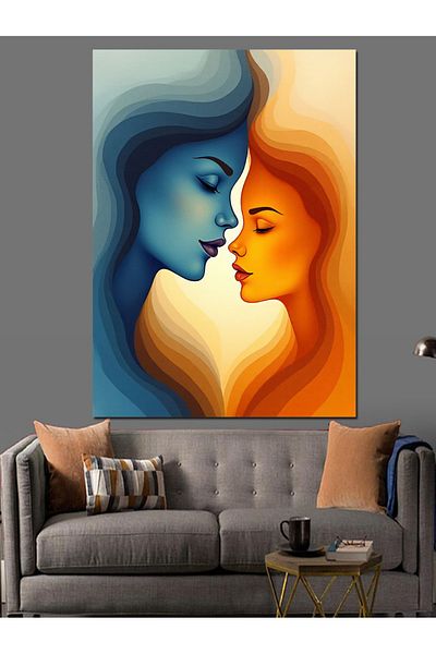 Tablomega Couple Looking at Each Other Decorative Canvas - Mdf Wooden Painting