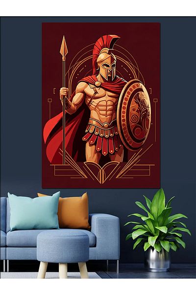 Tablomega Shielded Spartan Decorative Canvas - Mdf Wooden Painting