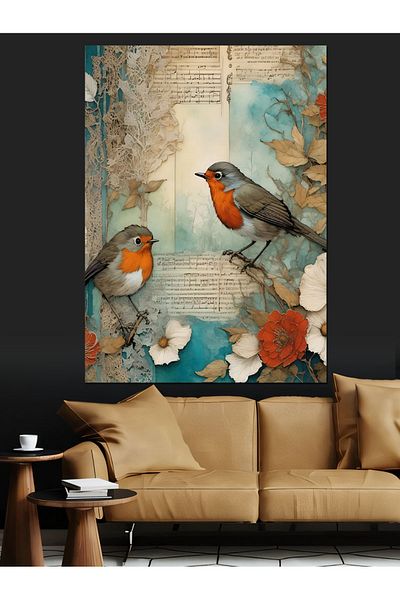 Tablomega Two Birds Couple Decorative Canvas - Mdf Wooden Painting