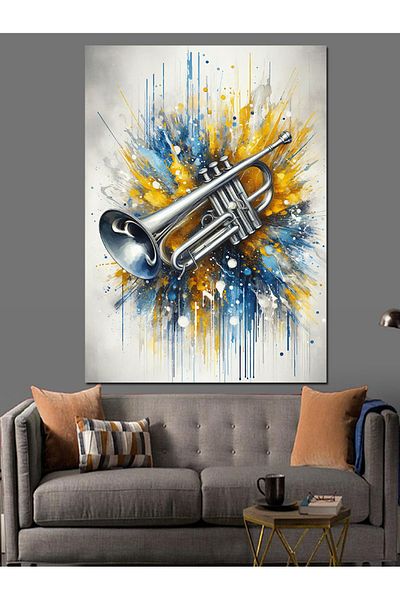Tablomega Yellow Trumpet Explosion Decorative Canvas - Mdf Wooden Painting