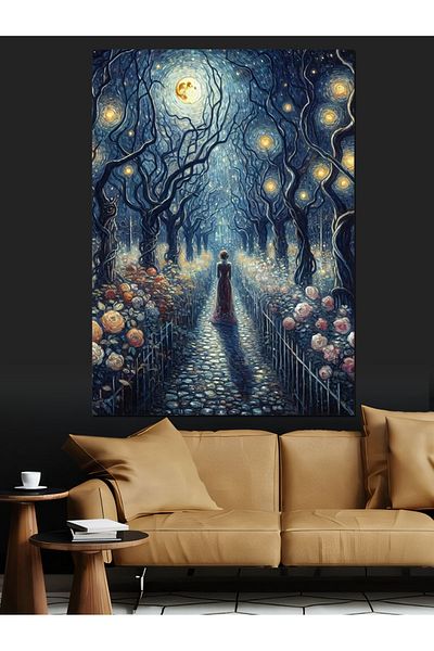 Tablomega Moonlight Pathway Decorative Canvas - Mdf Wooden Painting