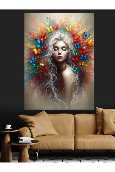 Tablomega Colorful Woman Decorative Canvas - Mdf Wooden Painting