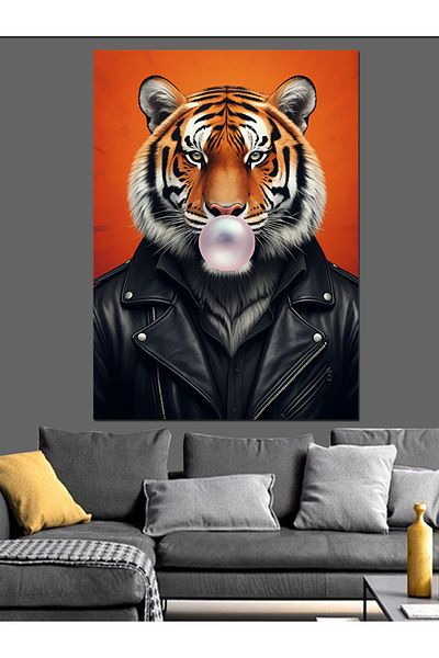 Tablomega Jacketed Tiger Decorative Canvas - Mdf Wooden Painting