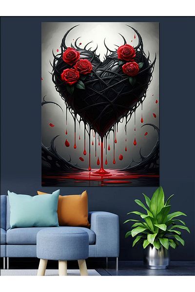 Tablomega Bloody Heart Decorative Canvas - Mdf Wooden Painting