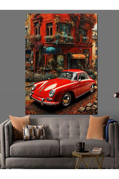 Tablomega Red Classic Car Decorative Canvas - Mdf Wooden Painting